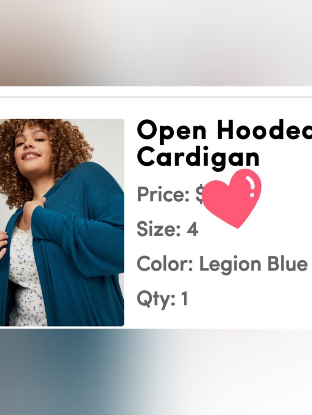 torrid Legion Blue Open-Front Hooded Cardigan